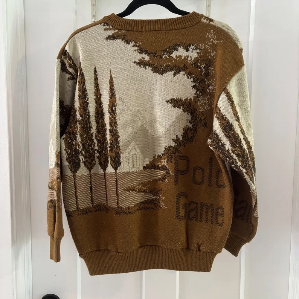 Rare‎ Vintage Calro Valentino Polo Games Sweater Men's Graphic Knit Pullover